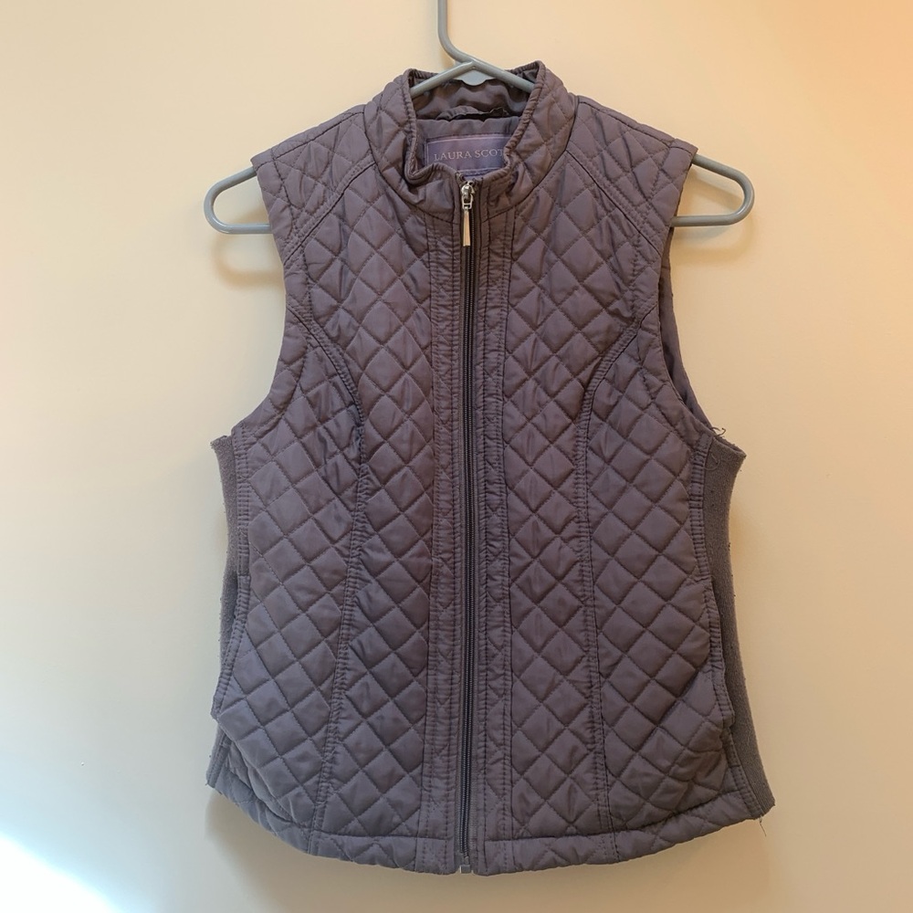 Laura Scott Quilted Gray Vest